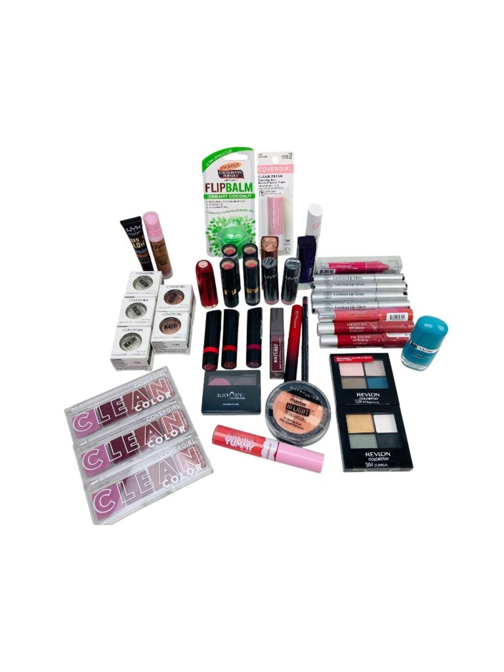 42 Pc Mixed Lot Of Makeup Products Covergirl Revlon Maybelline NYX Rimmel & More
